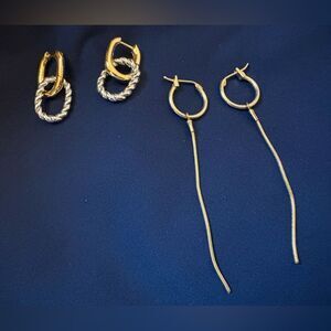 Elegant Gold and Silver Hoop Earrings Set